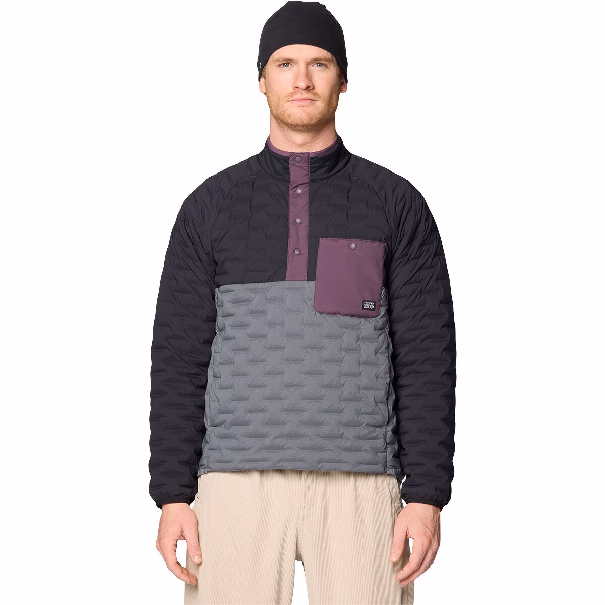 Mountain Hardwear Men's Stretchdown Light Snap Neck Jacket Foil Gray/Black/Dusty Purple