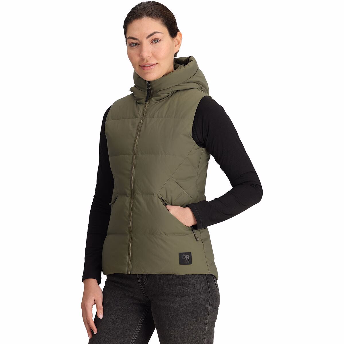 Outdoor Research Women's Coze Hooded Down Vest Ranger Green
