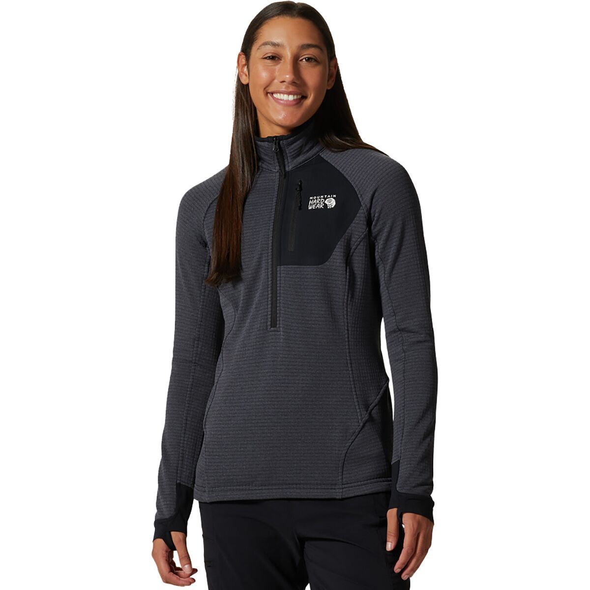 Mountain Hardwear Women's Polartec Power Grid Pullover Blue Slate Heather