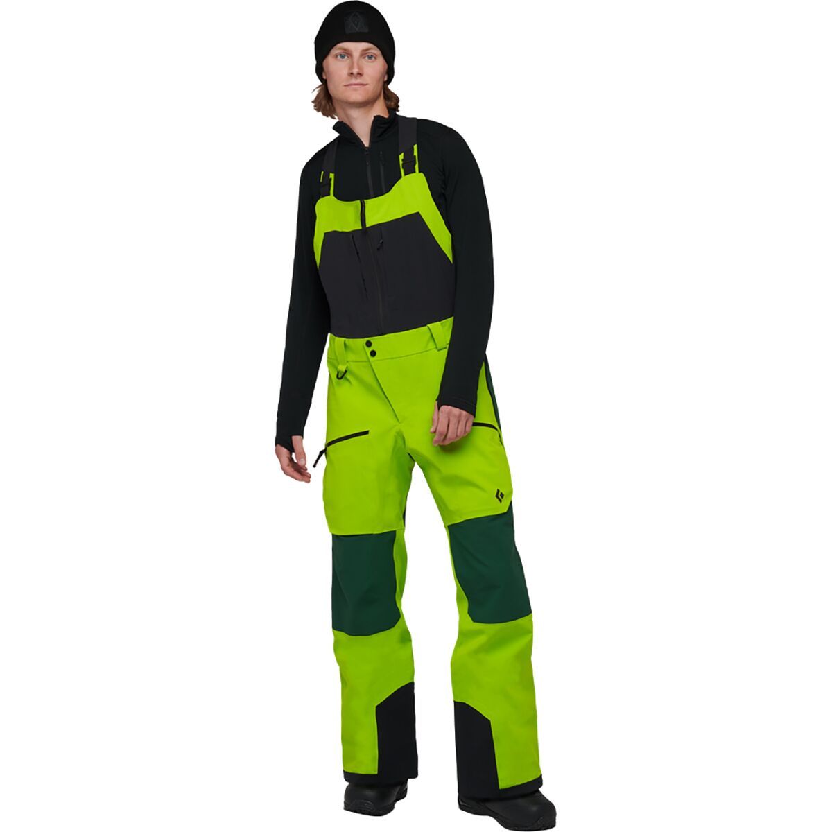Black Diamond Recon Pro Stretch Bib Pants - Men's  in Lime Green/Mountain Forest