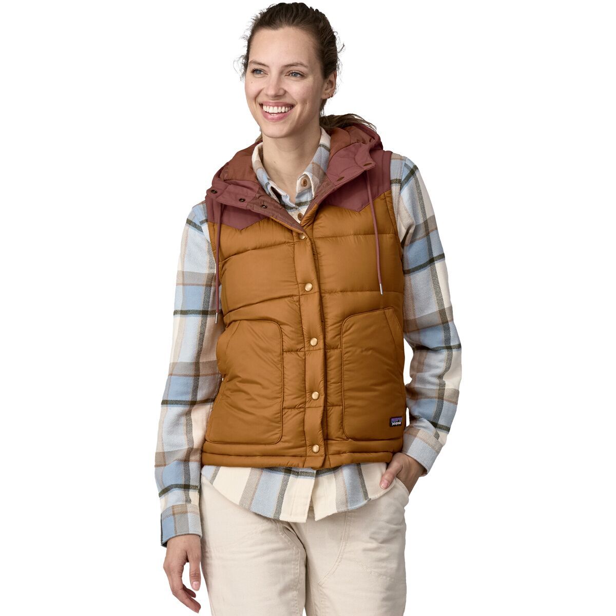 Patagonia Women's Bivy Hooded Down Vest Shelter Brown