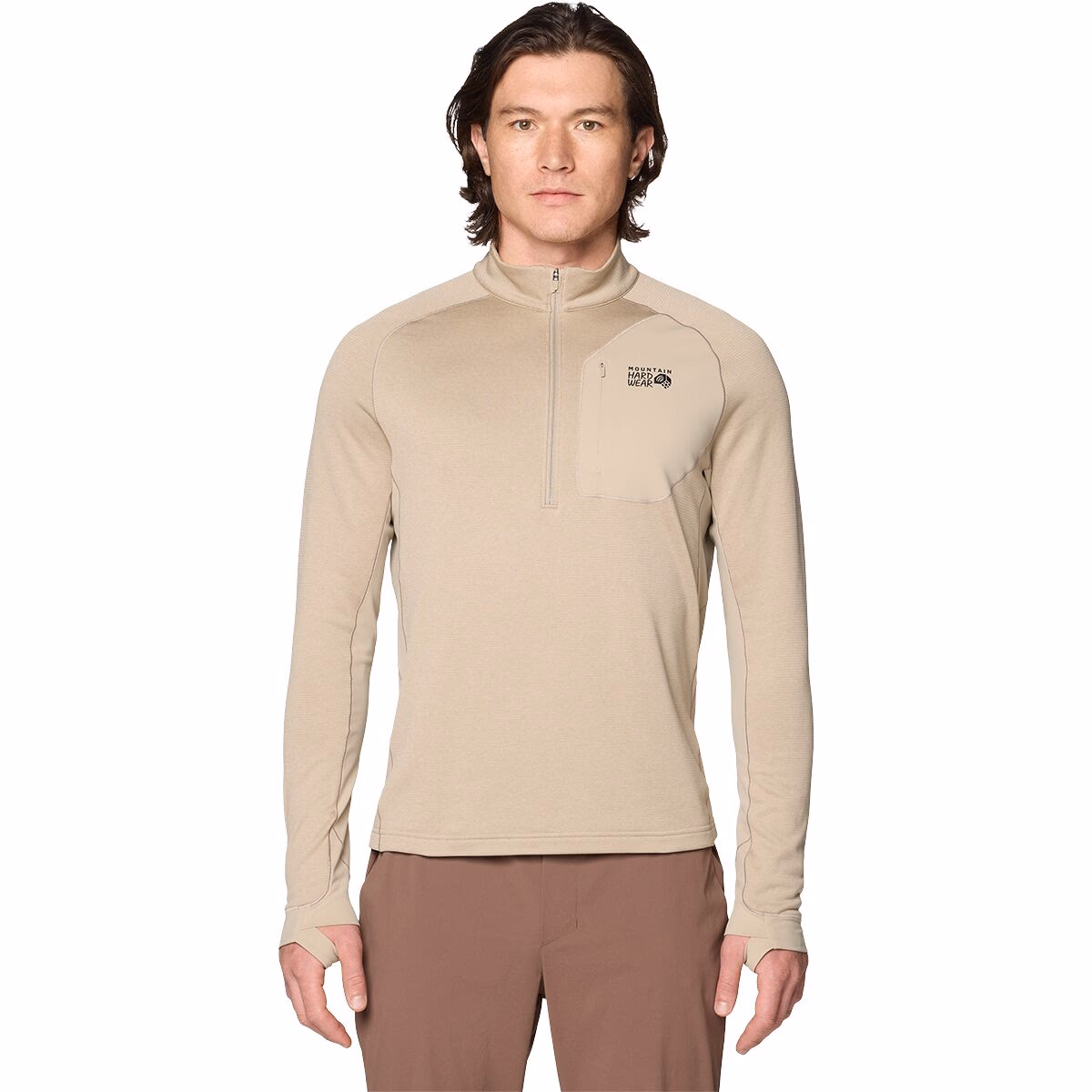 Mountain Hardwear Men's Up First Tech Quarter-Zip Fleece Jacket Badlands Heather