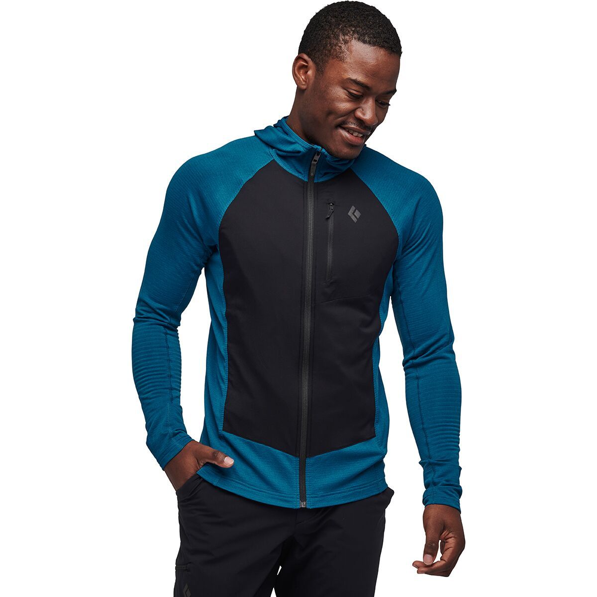 Black Diamond Coefficient LT Hybrid Hooded Jacket - Men's  in Kingfisher/Black